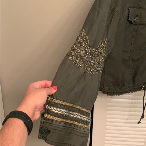 Green military style Free People jacket - Picture 2 of 3